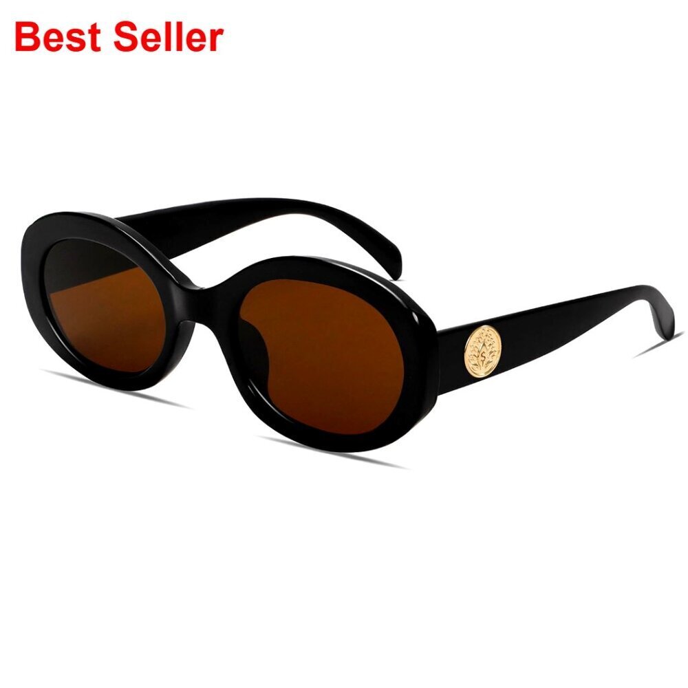 Retro Chunky Oval Sunglasses UV400 Protection Thick Frame Women